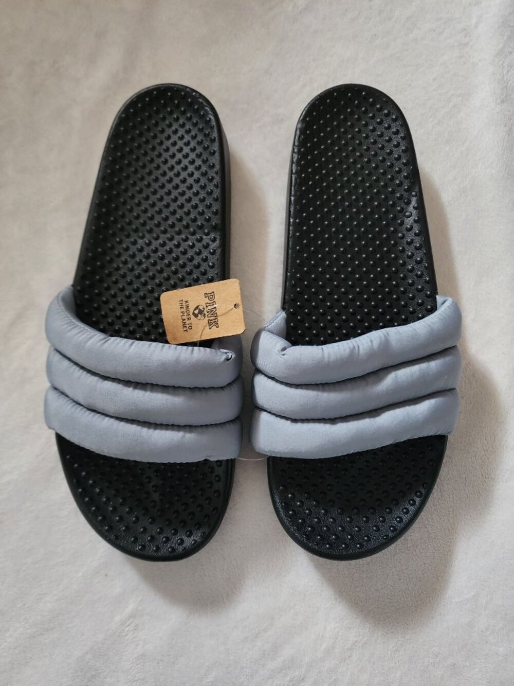 Victoria's Secret PINK Women's Gray/Black Puffer Slide Size Large (9/10) NEW - Picture 5 of 11